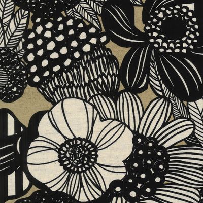 Japanese Cotton-Linen / Large Flowers - Taupe / per 25cm