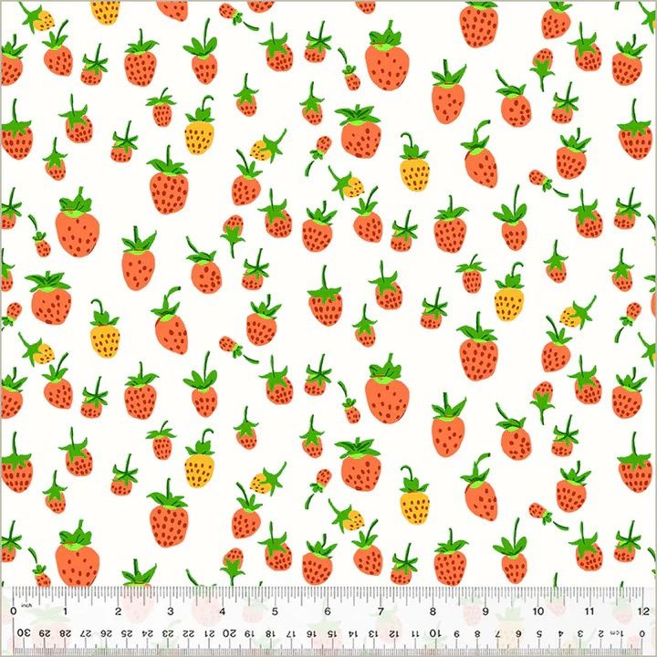 Heather Ross Studio Edit / Strawberries on White / per 25cm