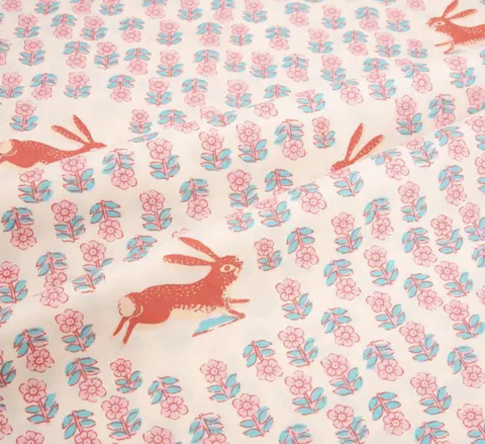 Heather Ross Studio Edit Wideback / Meadows Rabbits / per metre