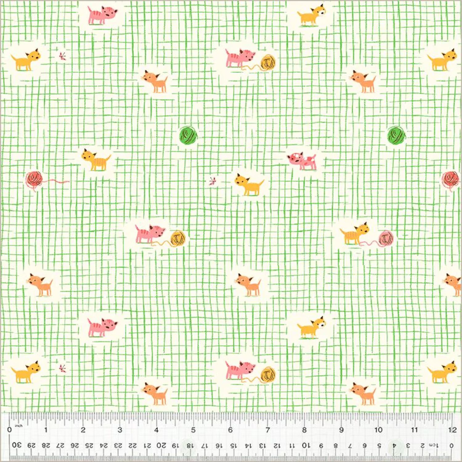 Heather Ross Studio Edit / Kitten Plaid - Green / 25cm