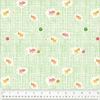 Heather Ross Studio Edit / Kitten Plaid - Green / 25cm