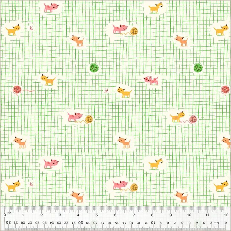 Heather Ross Studio Edit / Kitten Plaid - Green / 25cm