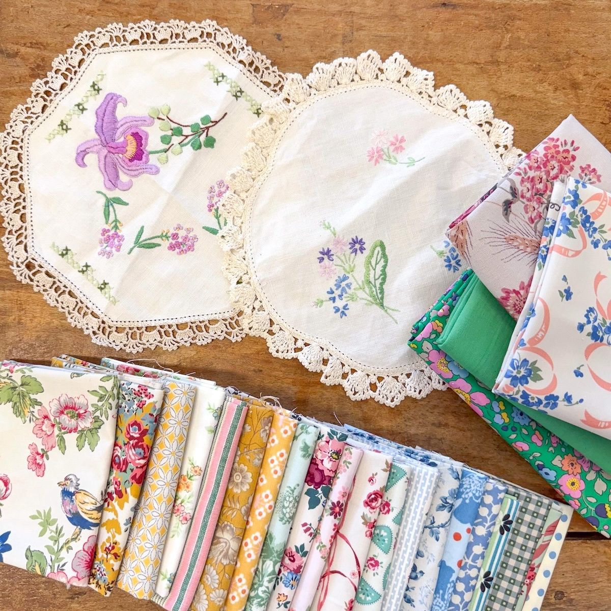 Gosling Quilt Fabric Bundle, Style: W/ Vintage Mixed Doiley
