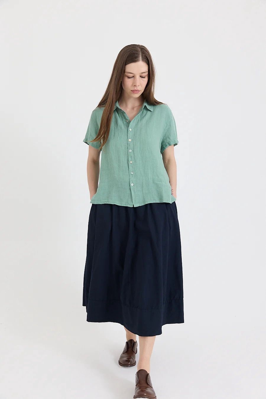 Cliff Shirt / Light Linen by Metta Melbourne, Colour: Duck Egg, Size: 1