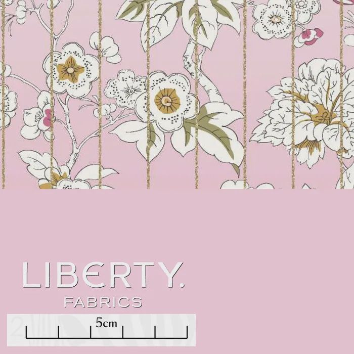 Liberty Tana Lawn / Metallic - Ceremony Blooms Stripe C / 25cm