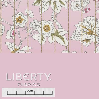 Liberty Tana Lawn / Metallic - Ceremony Blooms Stripe C / 25cm