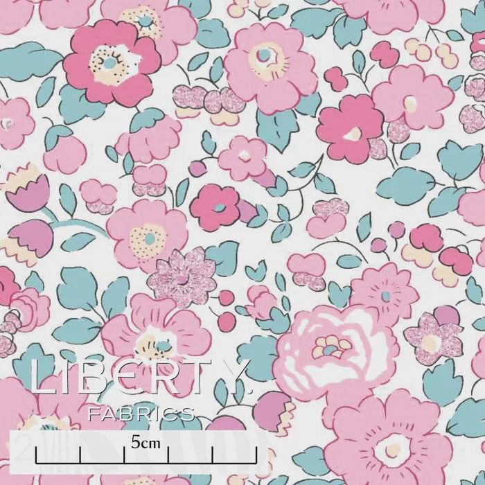 Liberty Tana Lawn / Metallic - Betsy A (Pink) / 25cm