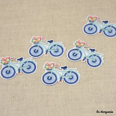 Iron On Patch Bicycle Flower Basket