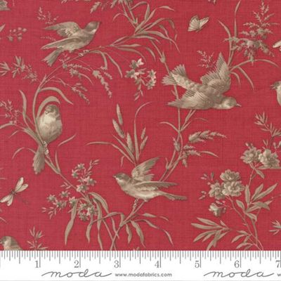 French General Joie De Vivre / Moineau Florals Birds Red /  25cm