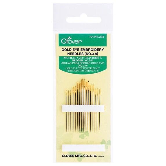 Clover Gold Eye Embroidery Needles, Size: 3-9