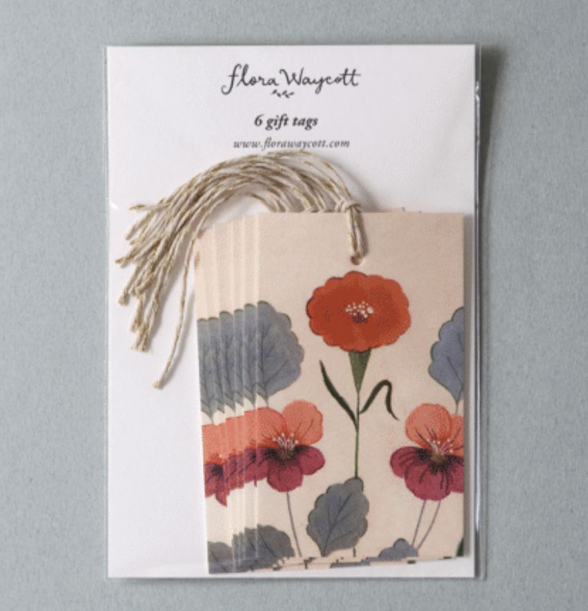 Flora Waycott Gift Tags, Design: Vintage Red Flowers