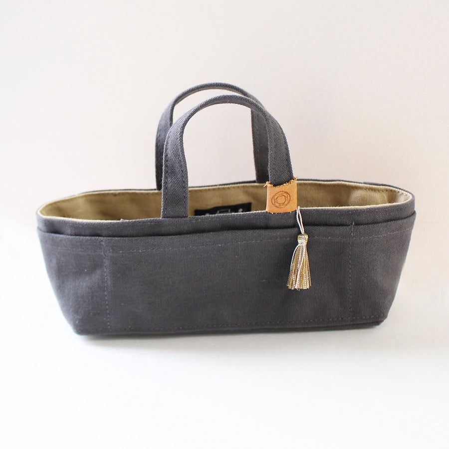 Cohana Mini Waxed Canvas Tote, Colour: dark grey
