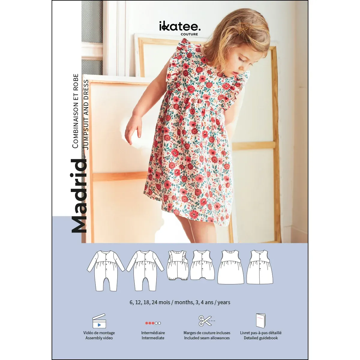 IKatee / Madrid Jumpsuit or Dress Pattern / 6M - 4Y