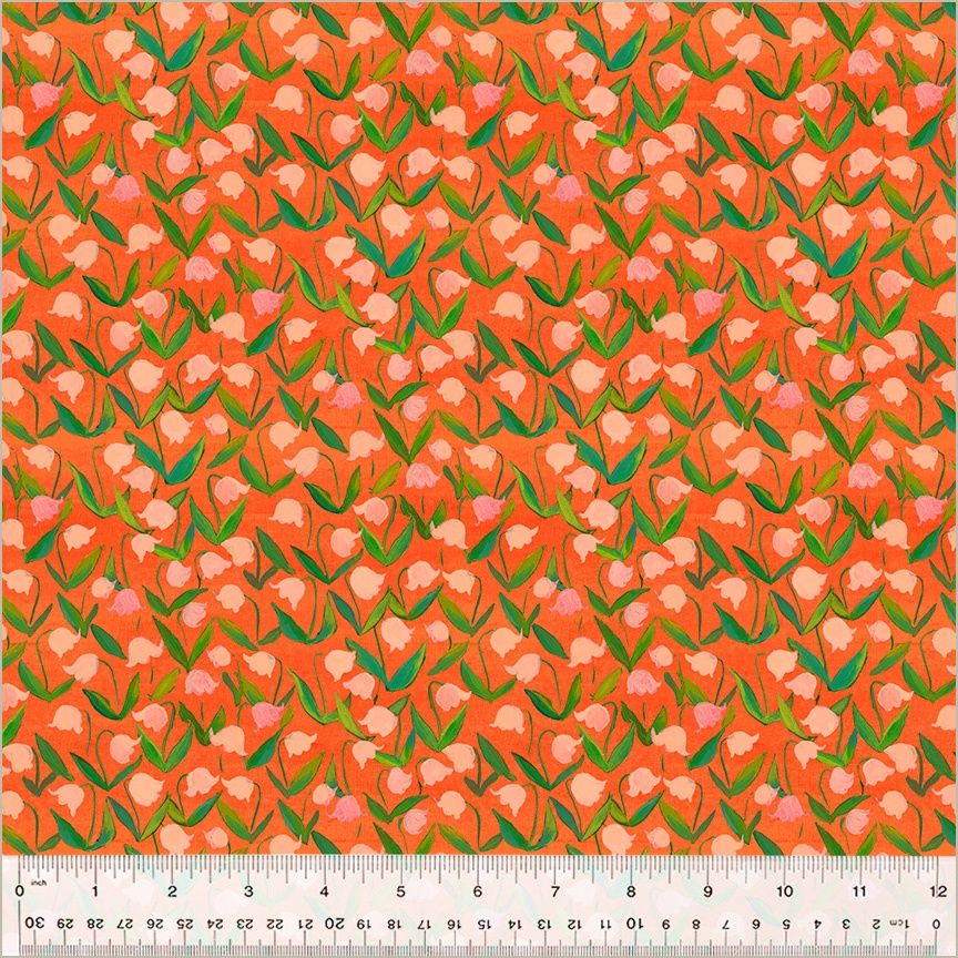 Heather Ross - By Hand - Flower Bed Orange - 25cm