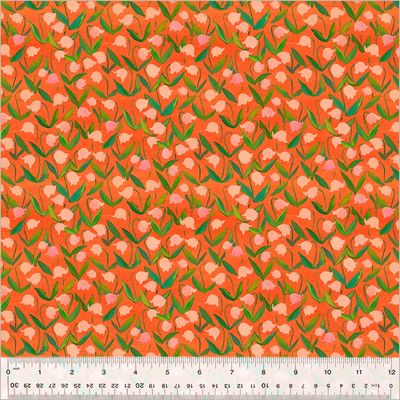 Heather Ross - By Hand - Flower Bed Orange - 25cm