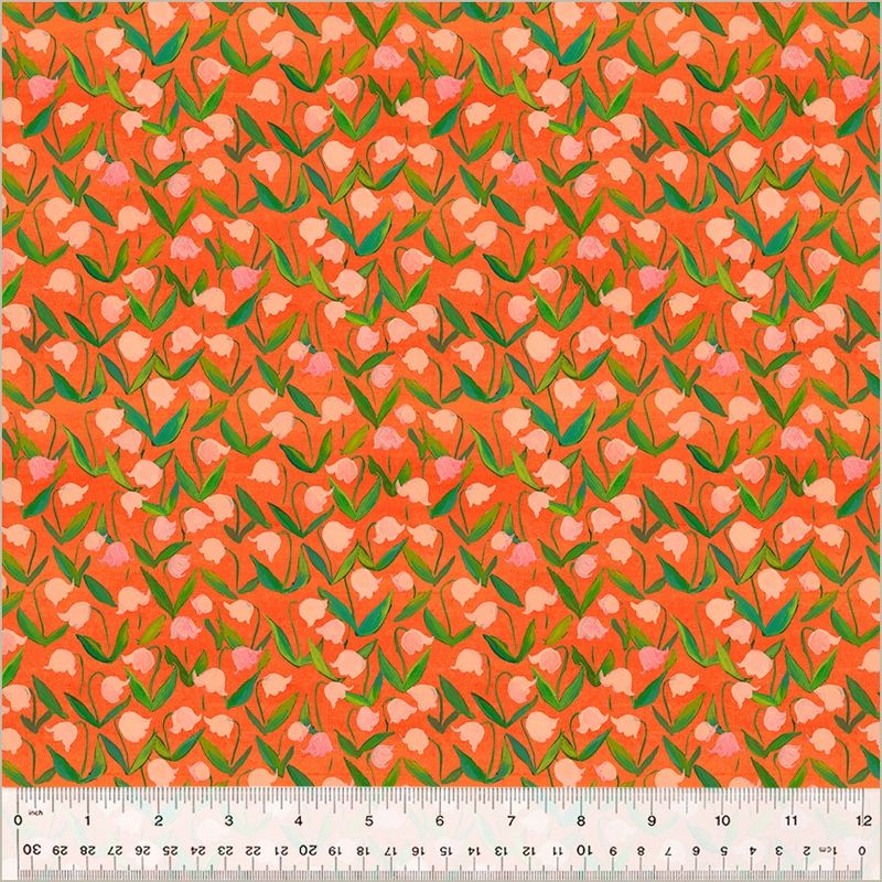 Heather Ross - By Hand - Flower Bed Orange - 25cm