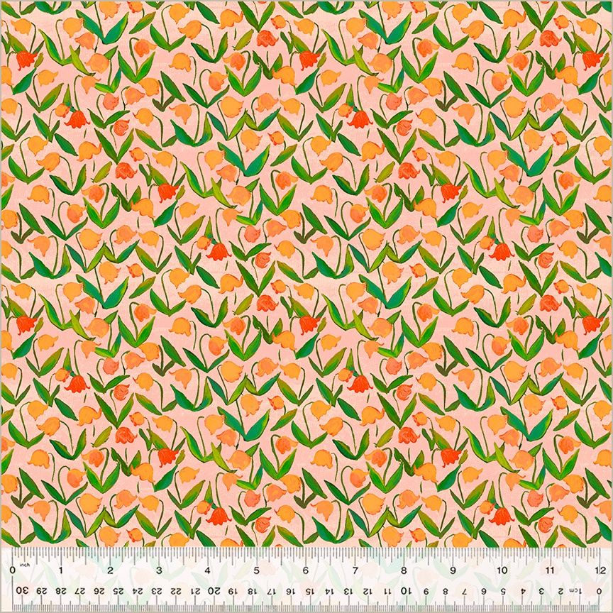 Heather Ross - By Hand - Flower Bed Salmon - 25cm