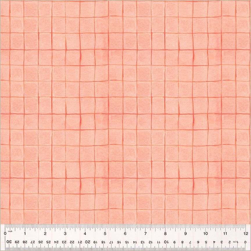 Heather Ross - By Hand - Drawn Plaid Salmon - 25cm