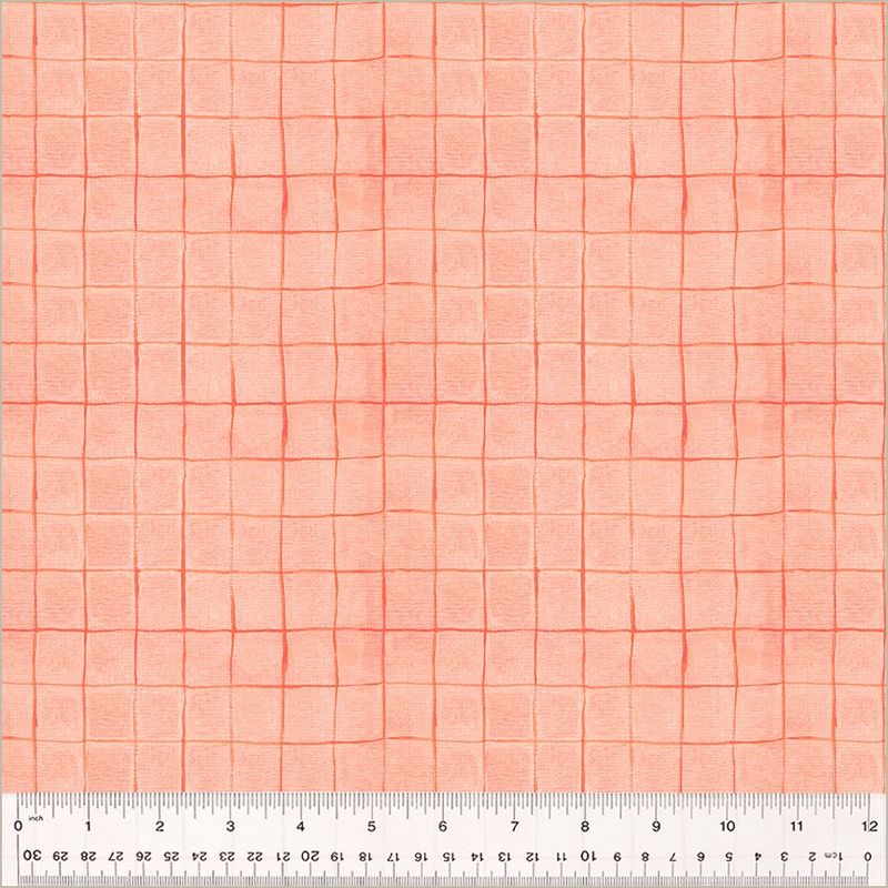 Heather Ross - By Hand - Drawn Plaid Salmon - 25cm