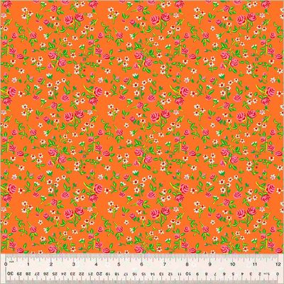 Heather Ross - By Hand - Mousy Floral Orange - 25cm