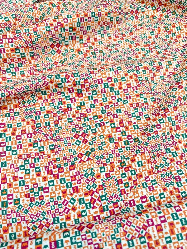 Liberty Tana Lawn - Checkmate Orange - 25cm