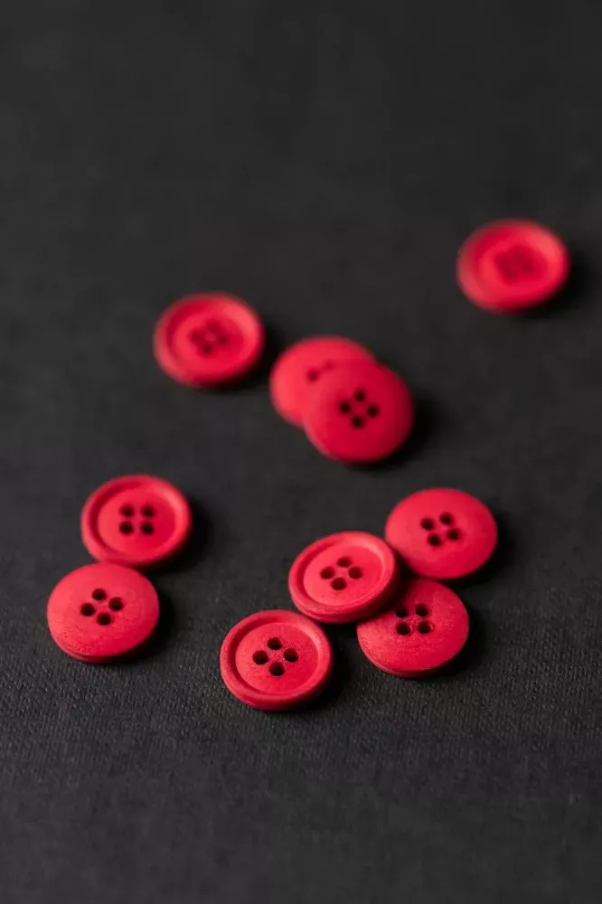 Merchant &amp; Mills Cotton Buttons, Colour: Red, Size: 11mm