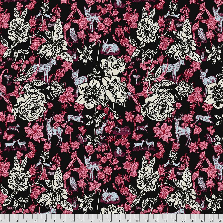 Woodland Walk - Fawn in Flowers / Black - 25cm