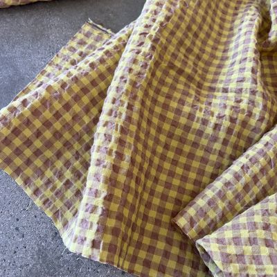 Linen/Rayon Seersucker / Lime - 25cm