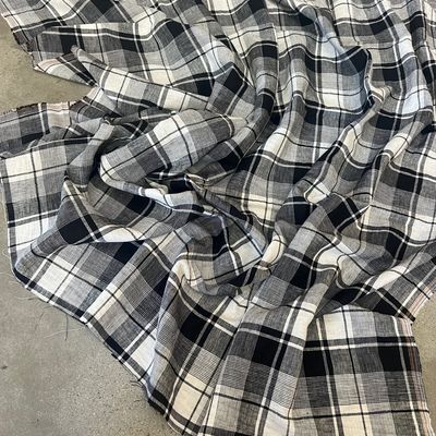 Cotton/Linen Twill Check / Black &amp; White - 25cm