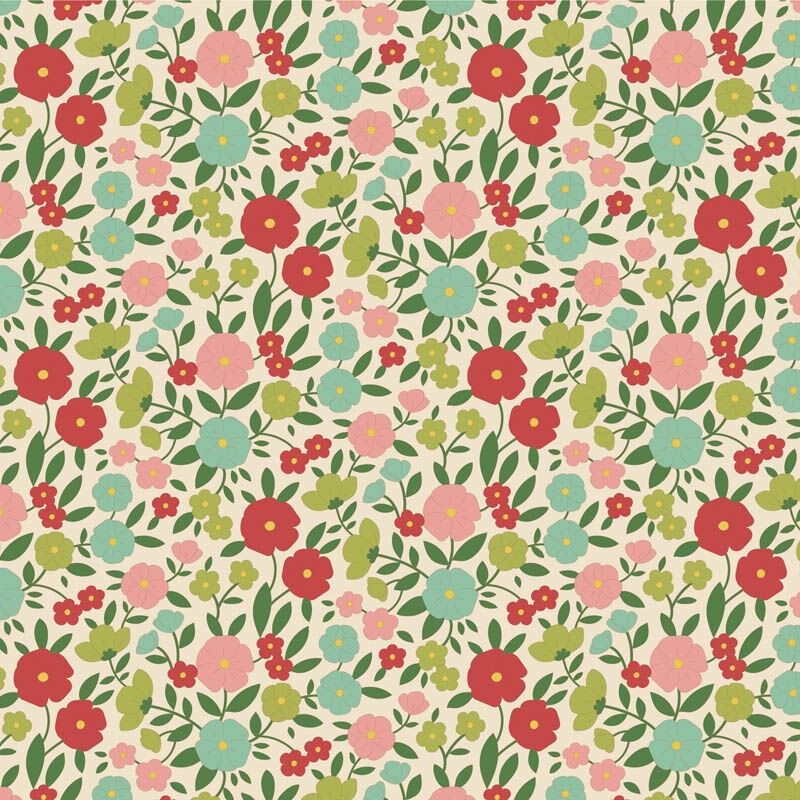 Tilda Wallflower Range / Janice / Green / per 25cm