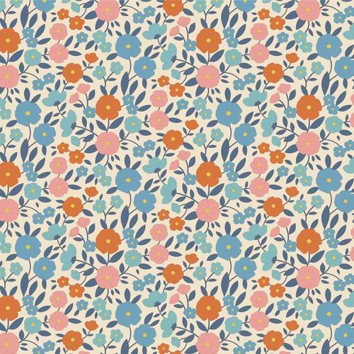 Tilda Wallflower Range / Janice / Blue / per 25cm