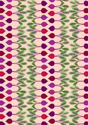 Lewis &amp; Irene Kitchen Garden / Radish Stripe - Light Beat / 25cm