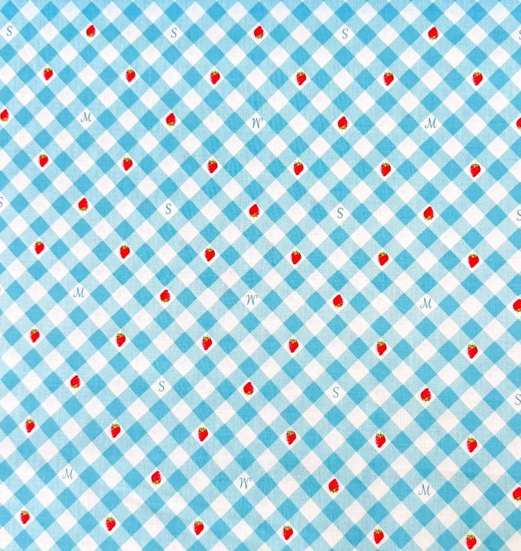 Margaret And Sophie / Strawberry Gingham - Blue / 25cm