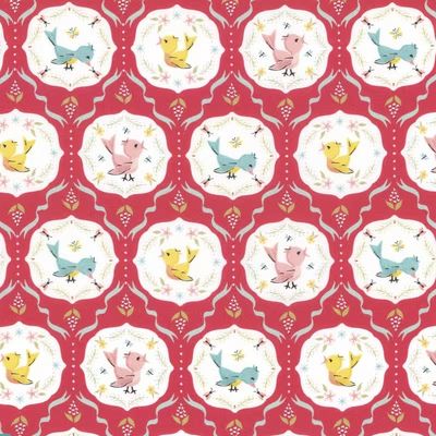 Poppie Cotton Finding Wonder / Tweeting - Red / 25cm