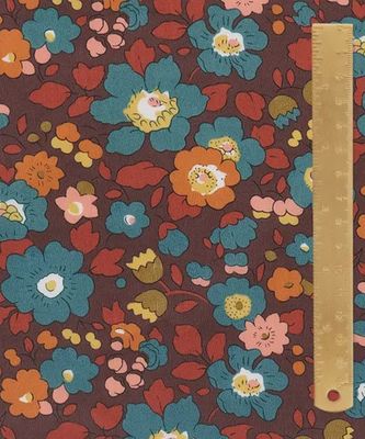 Liberty Tana Lawn / Betsy Meadow C (Teal/Brown) / 25cm