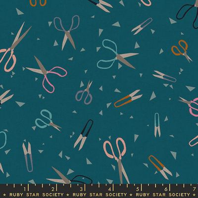 Ruby Star Society Linen Canvas / Snips - Teal / 25cm