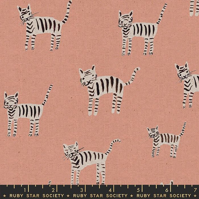 Ruby Star Society Linen Canvas / Cats - Peach / 25cm