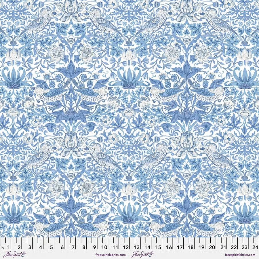 Morris &amp; Co / Wandle / Strawberry Thief Blue / Per 25cm