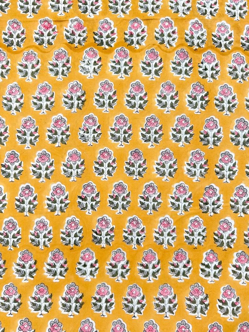 Indian Block Print Fabric - Citrine - per 25cm