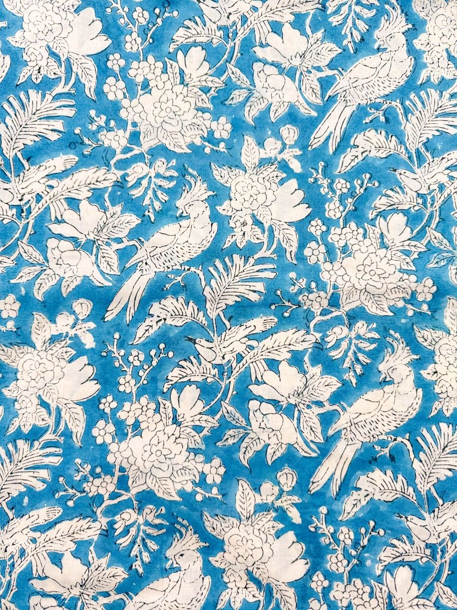 Indian Block Print Fabric - Blue Sapphire - per 25cm