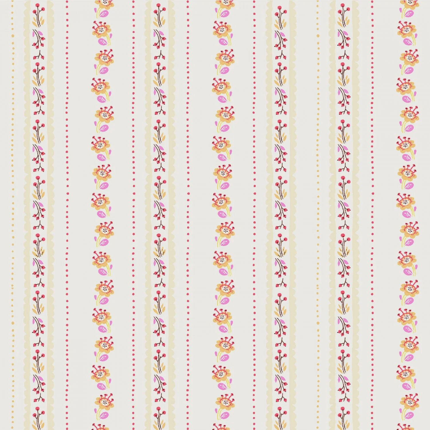 Heather Ross West Hill - Floral Stripe / Lilac - 25cm