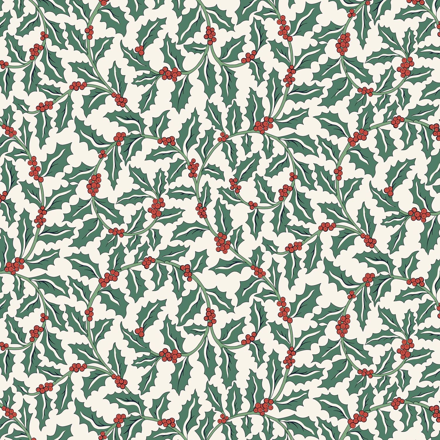 Liberty Lasenby Cotton / Swirling Holly A / 25cm