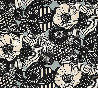 Japanese Cotton-Linen / Large Flowers - Grey Blue / per 25cm