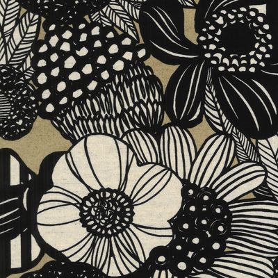 Japanese Cotton-Linen / Large Flowers - Taupe / per 25cm