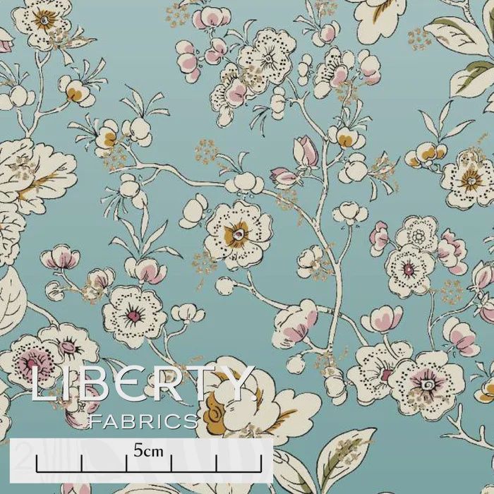 Liberty Tana Lawn / Metallic - Ceremony Blooms Blossom A / 25cm