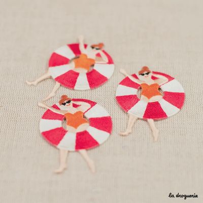 Iron On Patch / Girl &amp; Buoy - Orange Jersey
