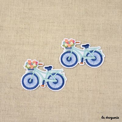 Iron On Patch Bicycle Flower Basket