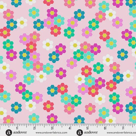 Color Pop Playground / Hexie Garden Pink A1692E / Per 25cm
