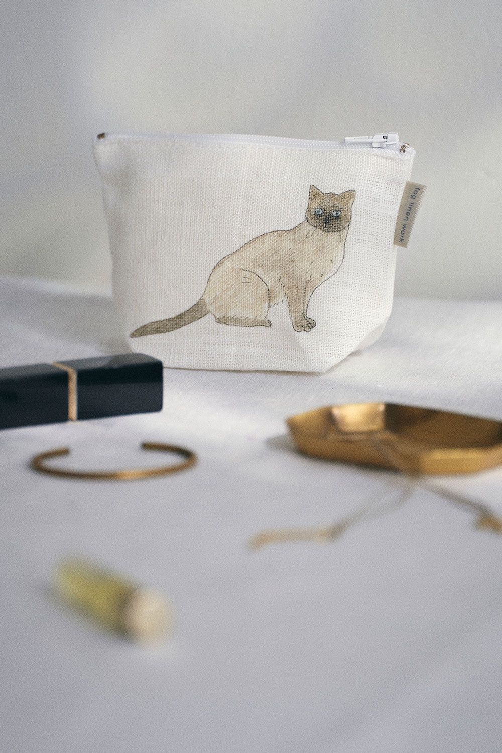 Fog Linen Work x Isabelle Boinot Pouch / Two Cats