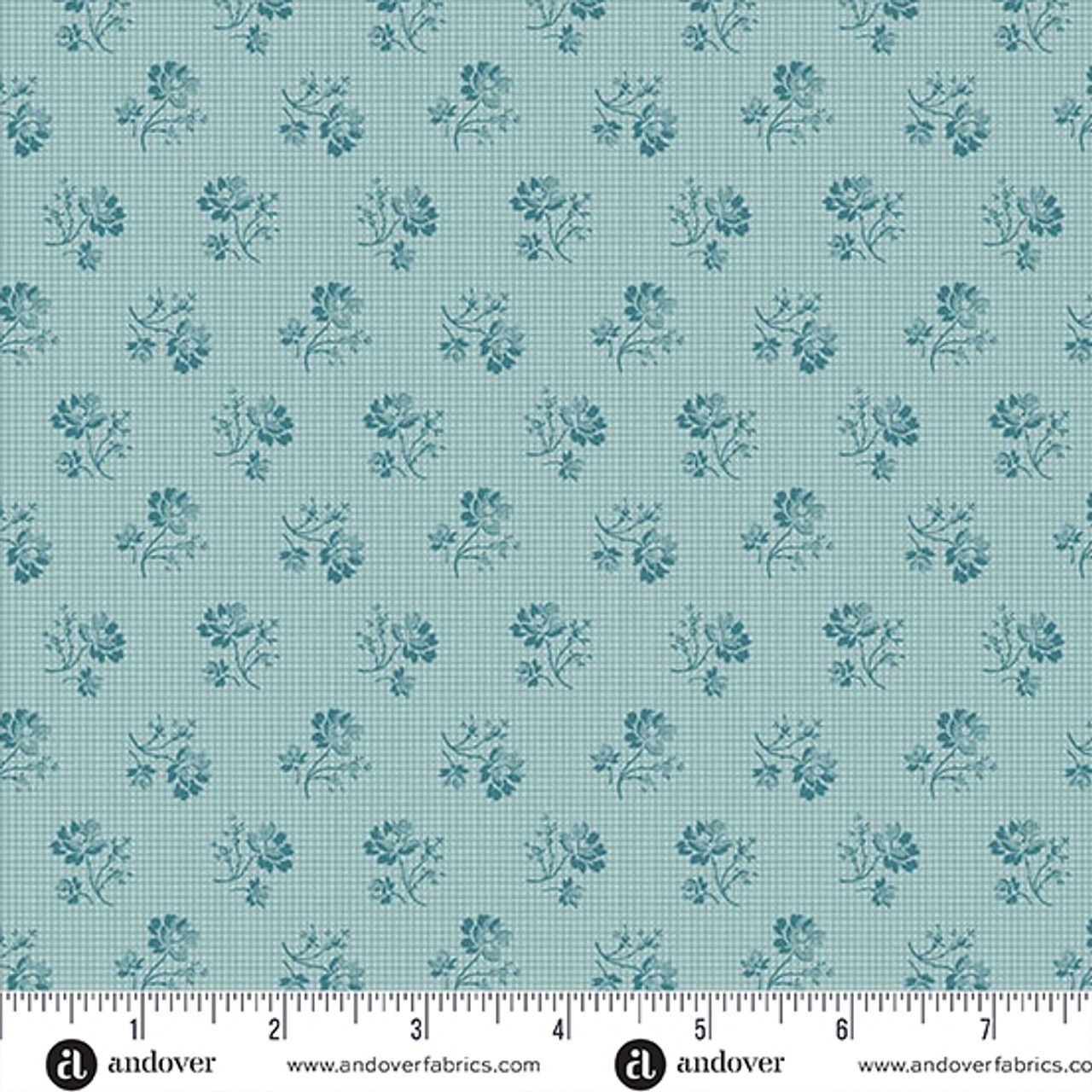 Ayla / Grid Flower - Sky / Per 25cm